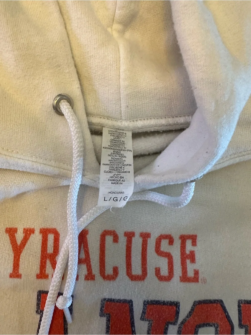 Syracuse Orange Hooded Sweatshirt - Cream with Orange Logo